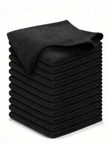 Black Flat Cleaning Cloth Set, Ultra Soft, Quick Dry And Absorbent, Suitable For Kitchen, Bathroom, Home, Household Cleaning Supplies - Black - View 8