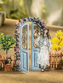 10pcs Vintage Garden Flower Gate Hard Card Stickers, Scrapbook DIY Collage Decoration, Journal Planner Material - Garden Gate - View 3