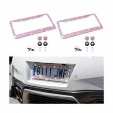 Glitter License Plate Frame, UniversalRhinestone Plastic License Plate Frame, Rust-Proof Plastic License Plate Holder For Women, Zone Tech Shiny Bling License Plate Cover Frame , Stainless Steel Car Accessories With Diamond Sparkle Glitter Caps - A - View 12