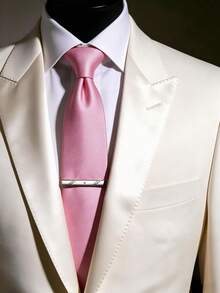 1 Set Pink Tone Men's Fashion Casual Minimalist Versatile Premium Collar Tie Clip Accessory, Suitable For Weddings, Parties, Banquets, Evening Events, Family Gatherings - 3 - View 2