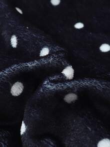 2pcs Women's Winter Polka Dot Print Thermal Lined Thick Crew Neck Long Sleeve Pants Soft Comfortable Pajama Set Homewear - Black - View 8