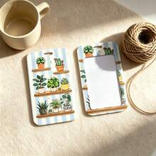 1 Piece Cute Potted Plant Print ID Badge Holder With Lanyard, Cartoon Cactus Card Holder For Work Student School Office, Lovely Gift - Multicolor - View 3