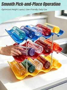 1Set Stackable Wave Cup Storage Rack, Water Bottle Organizer For Cup Tumbler Storage Rack Stackable Water Holder Rack Cup Accessories Tumbler Storage Holder, Tumbler Cup Rack Stackable Bottle Storage Rack Organizer Holder Artistic Wave Shaped - Multicolor - View 5