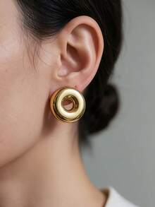 2-6-18PCS Heavy‑Duty Gold Multi‑Style Earring Set Retro Geometric Flower Shell Shield Earrings For Daily Party - Gold - View 7