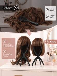 Wig Stand & Styling Set, Includes Foldable Wig Display Stand, Elastic Wig Cap, Lace Hair Net, Hair Clips And Tail Comb, Suitable For Women Wearing Lace Front Wigs And Daily Styling - View 5