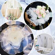 1PC 28cm*4yd White Ruched Bouquet Wrapping Paper With Edge Translucent Wavy Mesh, Suitable For Mother's Day, Graduation, Wedding, Party, Florist Supplies - Wavy Mesh - View 3