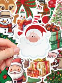 100pcs Santa Claus Stickers Christmas Gifts Adorable Cartoon Laptop Notebooks Mobile Phone Case Decorative Stickers - A - View 5