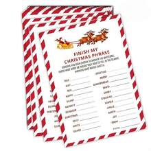 20pcs Christmas Lyrics Fill-In-The-Blank Cards, Holiday Party Game Interaction Cards, Birthday Party Decoration Cards - Sets - View 2