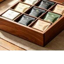 1pc Wooden 9-Compartment Tea Bag Storage Box, Divided Tea Bag Organizer, Multi-Slot Tea Storage Rack, Suitable For Kitchen Countertop, Coffee Station, Home Decor, Housewarming Gift - Brown - View 2