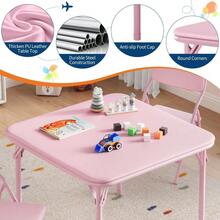 GOCAPTAIN Boys Girls Folding Table And Chairs Set, Activity Table And Chairs Set For Dining Room,Daycare,Classrooms - Pink/1+2set - View 3
