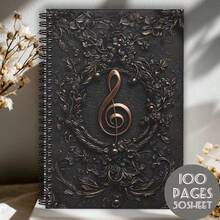 [Ideal Gift]Music Notebook, Teacher Appreciation Gift, Musician Writing Diary, Lined Paper, Flat Lay Spiral Binding, Subject Notebook, Pen Not Included - One Book (50 Pages, 100 Pages) - View 26