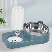 Automatic Refill Pet Water And Food Bowl Set, Stainless Steel Feeding Bowl With 500ml Water Bottle, Suitable For Cats And Small Dogs, 2-In-1 Pet Feeding And Watering Station - 2-in-1 - View 3