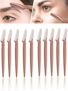 30/24/12/6/3/1pc Brown Razor Set, Exfoliating Hair Removal Tool, Body Hair Trimmer And Facial Care Kit, Suitable For Travel And Bedroom, Affordable Makeup Beauty Tool, Travel Essential - Coffee Brown - View 12