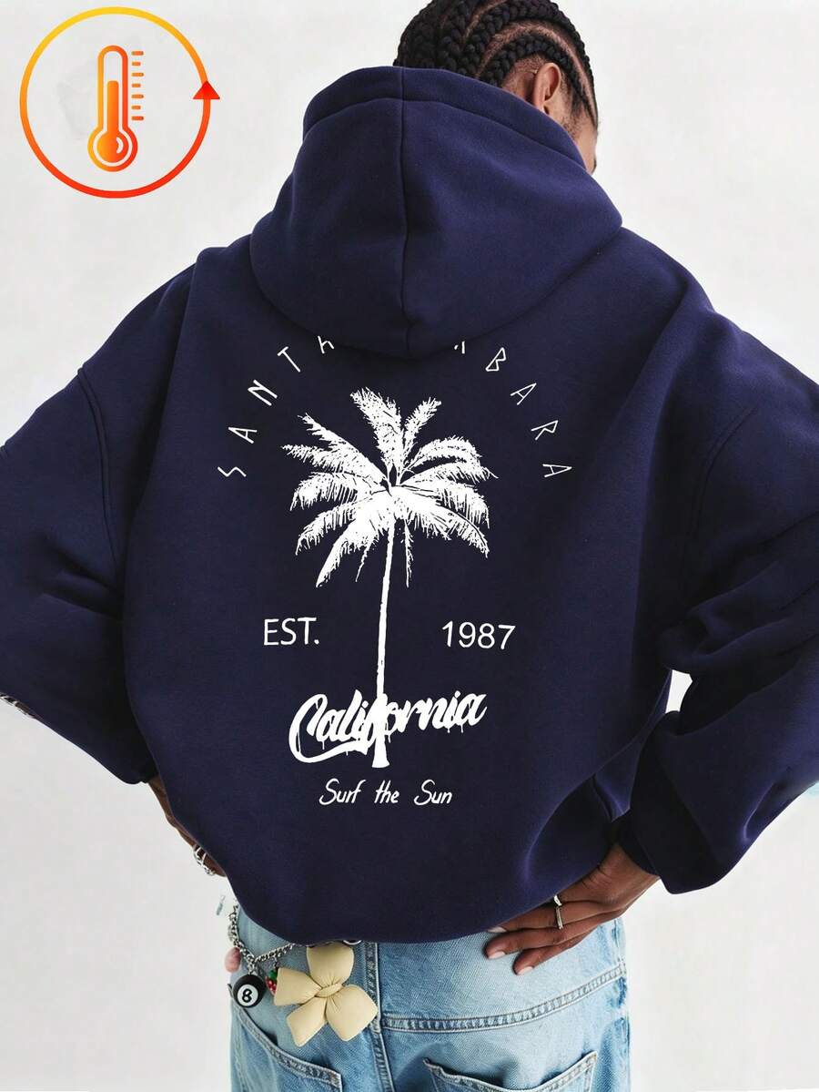 Tween Boy Fun Graphic Print Pullover Sweatshirt, Warm & Comfortable Thermal Lined Pullover Sweatshirt For Autumn/Winter - Navy Blue - View 1