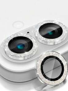 3pcs Camera Lens Protector Film, Compatible With IPhone Duo 18 Pro Max, 18 Pro, 17 Pro Max, 17 Air, 17 Pro, 16 Pro Max, 16, 15, 15 Plus, 14, 13, 12, 11 Mini Plus, Pro Max, Shiny Single Layer Metal Glitter, 9H Hardness Anti-Scratch Screen Protector, Fashion Accessory, Thoughtful Protective Case, Silver Glitter, Easter Gift, Spring Party - 3PCS - View 1