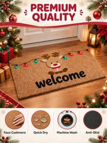 1pc Christmas Door Mat, Creative Theme, Suitable For Entrance. This Can Be Used As Bedroom Decor Accessory, Suitable For Kitchen, Bedroom, Entryway, Bathroom, Front Door, Also Can Be Used As Photography Prop Or Outdoor Decoration. Perfect For Home Decor, Holiday Decoration. - A - View 4