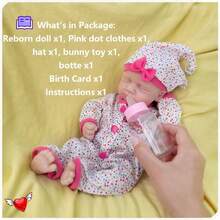 13 Inch Full Body Soft Silicone Realistic Reborn Baby Doll, Multi-Color One-Piece Sleeping Expression, Simulation Full Body Soft Solid Silicone Reborn Doll, Christmas Gift Easter Gift Halloween Gift - Pink - View 8