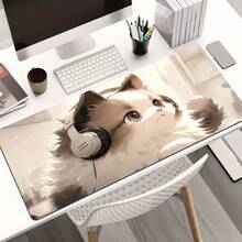 1pc Extra-Large Durable Mouse Pad Featuring Cute Cats, Suitable For Gaming Desktops, Laptop Keyboard Use, And Office Desks. It Has Precisely Stitched Edges And A Non-Slip Back, Making It Ideal For Home, Office, Gaming Rooms, Back-To-School Supplies - View 2