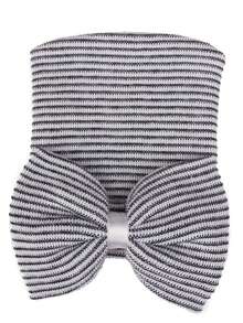 YIYIQCSJ 1pc Baby Newborn Hat Set Striped Pattern Bowknot Decor Cute Brimless Soft Hat Suitable For Baby Girls Boys 0-3 Months - Multicolor - View 12