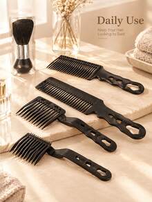1pc Men's Hair Comb, Flat Top Comb, For Hair Salon, Anti-Static Clipper Comb, Trim Edges, Smooth Hair Styling - Multicolor - View 2