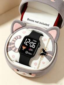 2 Buah/Set Jam Tangan Olahraga Elektronik Digital Kotak Lucu untuk Anak Perempuan dengan Tampilan Pola Hati dan Gelang Kupu-kupu, Gaya Minimalis yang Manis, Cocok untuk Pesta, Ulang Tahun, Liburan, Kembali ke Sekolah, Wisuda, Hadiah untuk Anak Perempuan dan Sahabat Terbaik (Kotak Hadiah Tidak Termasuk) - MultiWarna - View 3