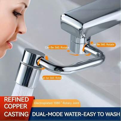 1PC 360° Rotating Faucet Aerator Extender, Universal Swivel Faucet Nozzle Attachment, Bathroom And Kitchen Anti-Splash Sink Faucet Adapter