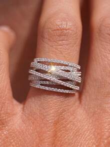 1pc Vintage Line Wrapped Ring, Unisex Style, Suitable For Daily Wear And Party Accessory, High-Quality Jewelry Gift - Cross - View 3