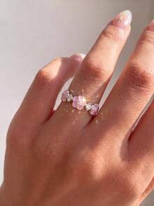 1pc Shiny Flower Ring Women's Promise Ring Eternity Ring Delicate Jewelry Gift - Flower Ring - View 3