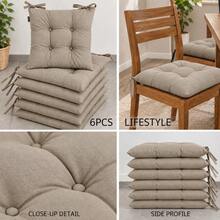 6 Pcs Comfortable Indoor & Outdoor Seat Pads For Kitchen, Dining, Garden, Balcony & Patio Chairs In Turkey - Apricot - View 4