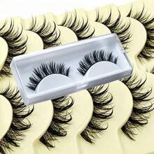 1 Pair Wet Glossy Fluffy False Eyelashes, Spiky Cartoon Style Transparent Stem, Naturally Enlarges Eyes, Reusable, Suitable For Daily And Party Makeup - Black - View 4