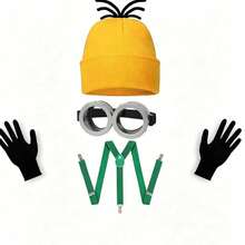 Women's Halloween Costume Set, 5Pcs Adult Cosplay Outfit With Yellow Knit Hat, Goggles , Dance Party Dress-Up Kit - Dance Party Costume 5PCS - View 6