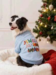 LUCKIE PAL 1 pc Sweater Hewan Peliharaan Natal dengan Cetakan Huruf Jingle All The Way, Anti Kutu, Mengurangi Kerontokan Bulu, Hangat & Bernapas, Cocok untuk Anjing dan Kucing Kecil & Besar, Penggunaan Dalam & Luar Ruangan - Grey - View 5