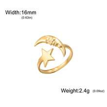 LIKGREAT 1pc Women's Fashion Stainless Steel Sun & Moon Shaped Open Ring, Unique Design, Unisex Gift - Fashion Series - View 10