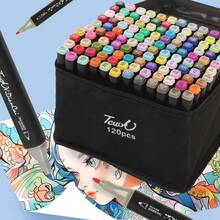 120 Colors Art Markers, Dual-Tip Design (Fine Tip And Broad Tip), Suitable For Sketching, Coloring, Illustration, Handwriting, DIY Crafts And Handmade Professional Drawing Markers - 120 Colors/set - View 6