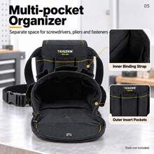 TKIGZNW A007 1Pc Covered Tool Waist Carrier Lightweight 0.25KG Solid Shaping Base Multi Compartment Storage Belt Pouch For DIY Handyman - Black - View 6