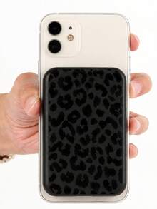 Diseño de Estampado de Leopardo Negro, Funda Protectora Magnética para Batería Externa de - Cubierta Protectora Suave de TPU Anti-Caídas, Compatible con MagSafe | Textura Mate y Diseño Cerrado (Batería No Incluida) - Negro con estampado de leopardo - Ver 4