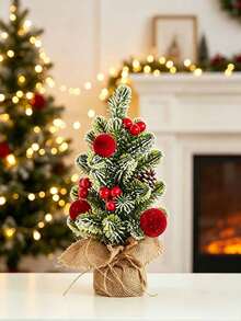 Pohon Natal Mini, Sempurna untuk Dekorasi Rumah dan Meja. Dilengkapi dengan Buah Beri Merah dan Kerucut Pinus, Kepingan Salju, dan Daun Hijau. Cocok untuk Dekorasi Natal, Dekorasi Meja, Dekorasi Rumah, dan Dekorasi Ruangan. - A - View 7