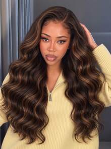 ARABELLA Highlight #30 Color 13x4 Transparent Lace Front Wig Body Wave 100% Human Hair 150% / 180% Density Options Invisible Knots Pre Plucked Natural Hairline For Women Beginner Friendly - Multicolor - View 3