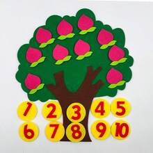 Children's Educational Early Learning Toys Sewing DIY Felt Handmade Kit Fabric Felt And Non-Woven Cloth Kindergarten Toys And Teaching Aids, Fruit Tree Math Montessori Game For Learning Numbers 1-10, School, Students, Stationery, Learning Supplies, Attractive Items, Kindergarten Children's Educational Toys, Math Toys, Including Apple Tree, Pear Tree, Banana Tree, Orange Tree, Peach Tree - Multicolor - View 15