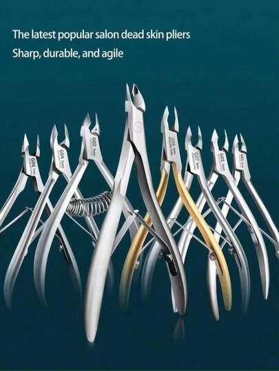 Popular Nail Salon Cuticle Nippers, Sharp Durable Flexible Cuticle Trimmer, Includes Cuticle Pusher And Cuticle Scissors, Professional Grade Stainless Steel Cuticle Removal Tool, Foot And Hand Nail Care Tools (Silver/Gold)