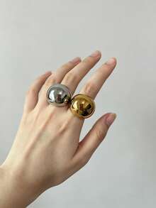 1pc Oversized Oval Stainless Steel Women's Ring - Oversized Oval Women's Ring - View 8