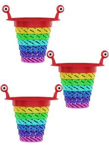 1/2/3pcs Rainbow Monster Kitchen Sink Strainer, Expandable Kitchen Sink Strainer Removable Fun Rainbow Drain Filter Basket, Universal Retractable Protectors Prevent Clogs Colorful Foldable Plastic Food Scrap Catcher Sink Stopper - Multicolor - View 8
