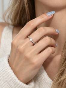 1PC Unique Luxury Stainless Steel Women's Promise Ring, Female Jewelry Accessory, Couple Wedding Ring Gift, Wear For Daily, Wedding & Anniversary - Ring - View 8