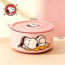 4-Inch Snoopy Airtight Food Storage Container, Cute Cartoon Ceramic Bowl With Lid, Microwave - Multicolor - View 20