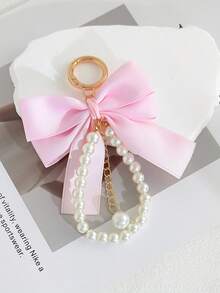 1pc Women's Keychain, Bowknot Pearl Keychain Pendant, Creative Colorful Bag Charm, Key Gift - Multicolor - View 11