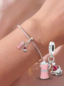 1pc Fashion Shiny Heart Pendant Bead, Suitable For Women's Bracelet DIY Jewelry Making - Afternoon Tea - View 7