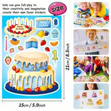 6Pcs Dessert Cake Puzzle Stickers For Kids, Cute Make A Face Mix And Match Decals, DIY Assemble Stickers For Kids Crafting, Classroom Activity & Birthday Party Play - Multicolor - View 5