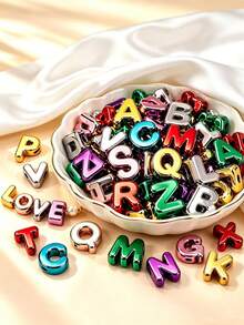 18/38/58pcs Large 20mm Letter Beads, Mixed Metallic Colors, Random A-Z Acrylic Letters, Suitable For Making Jewelry, Bracelets And Keychains - Assorted Colors - View 1