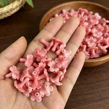 20pcs Multicolor Puakenikeni Flower Beads, Resin And Synthetic Coral Pink Hawaiian Style Flower Beads, Summer Theme Flower Straight Hole Beads - Multicolor - View 23