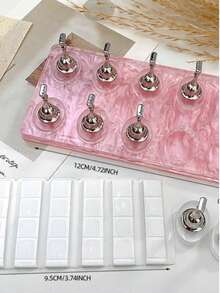 10pcs Nail Tips Holder For Press Ons With Clay,Non-Magnetic Acrylic Clear Base Cat Eye Friendly, Residue-Free Tape, Fit LED/UV Lamps, Nail Stand, For DIY Salon Practice Painting Display, Beginners & Pros - Multicolor - View 1